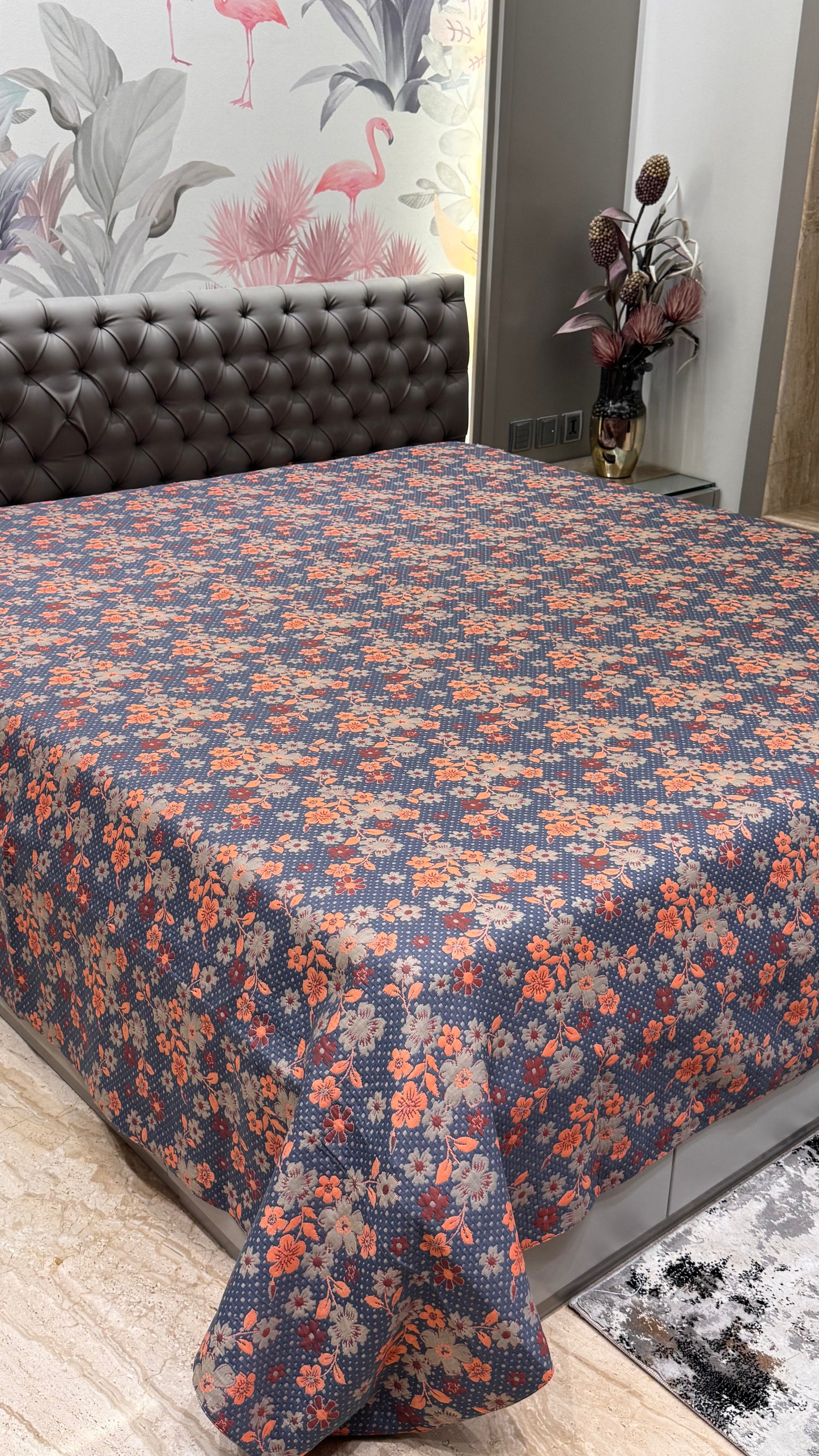 Floral Design Jacquard Pure Cotton Only Bedcover