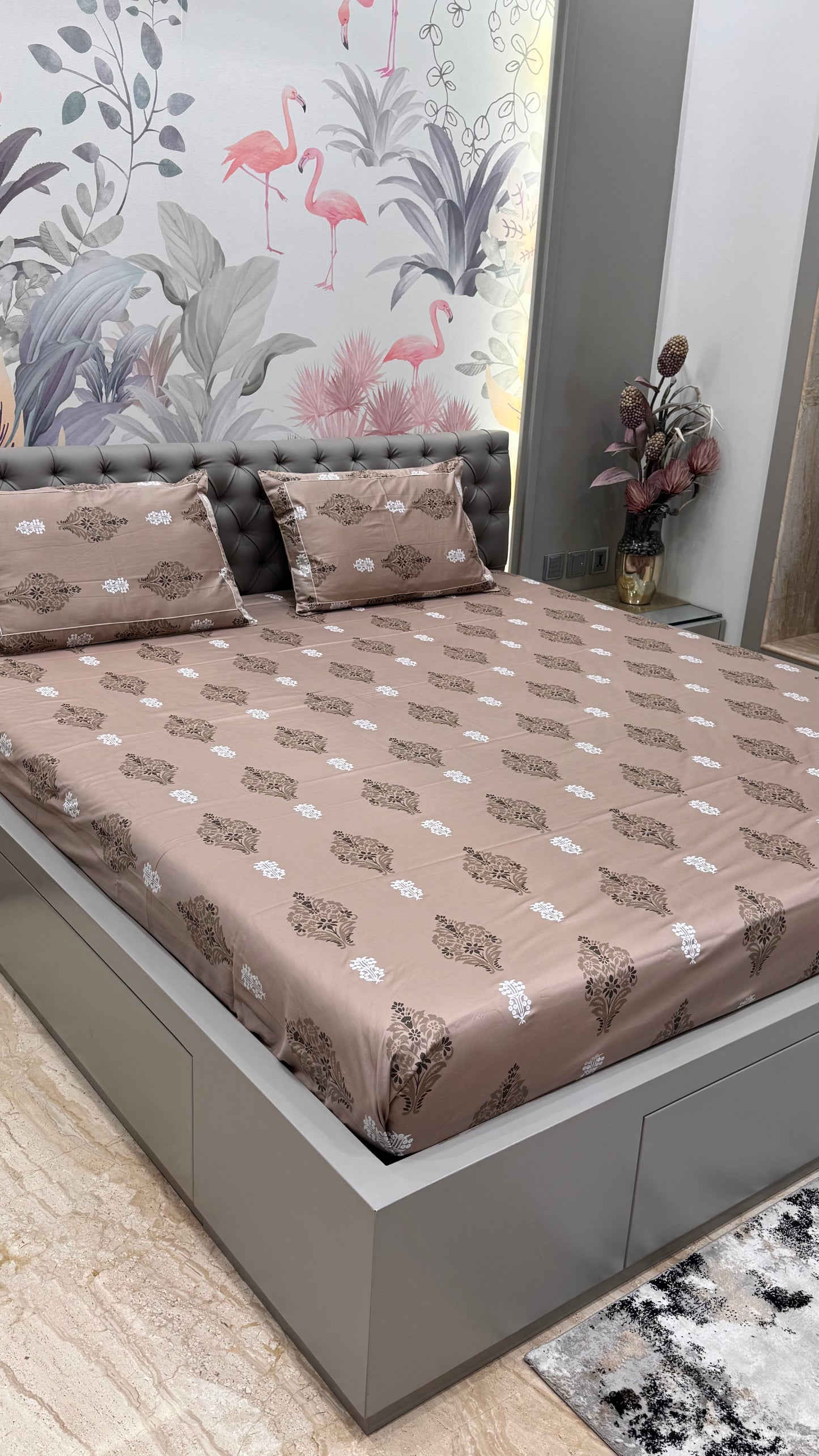 100% Pure Deluxe Cotton Bedsheet- Brown Colour