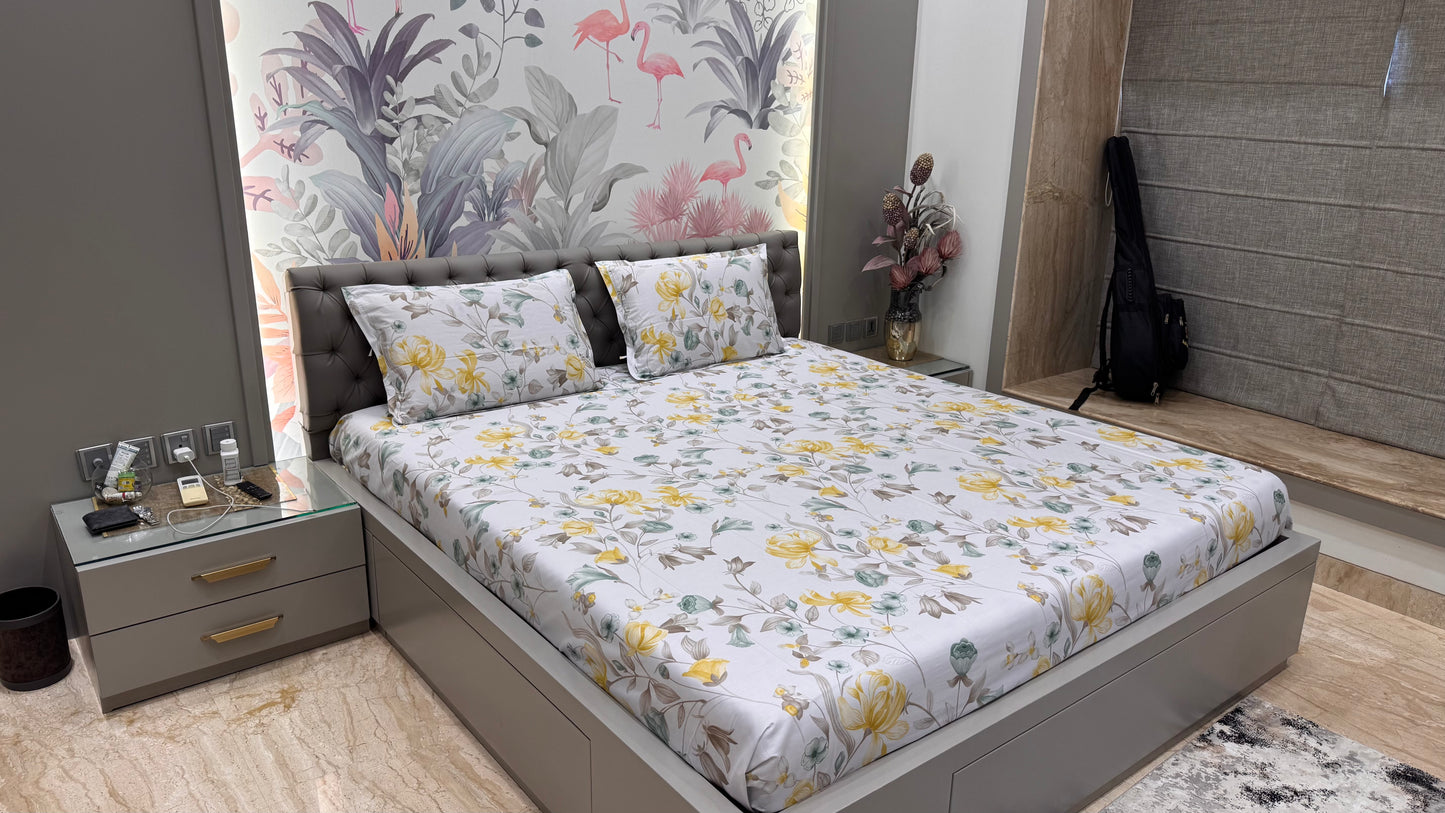 Imported Pure Cotton Floral Print Bedsheet