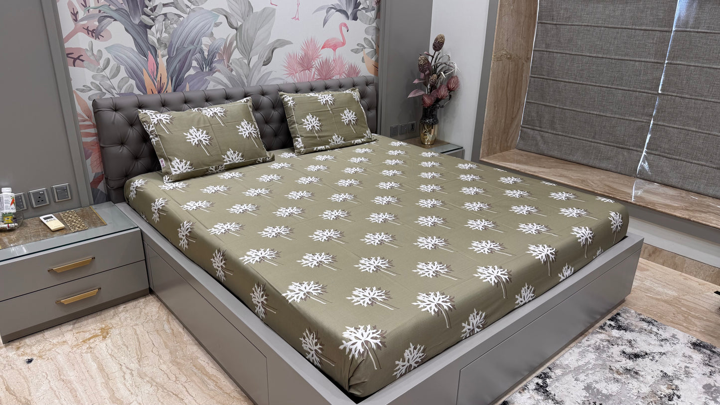 High Qulaity Fabric Green Colour Pure Cotton Printed Bedsheet