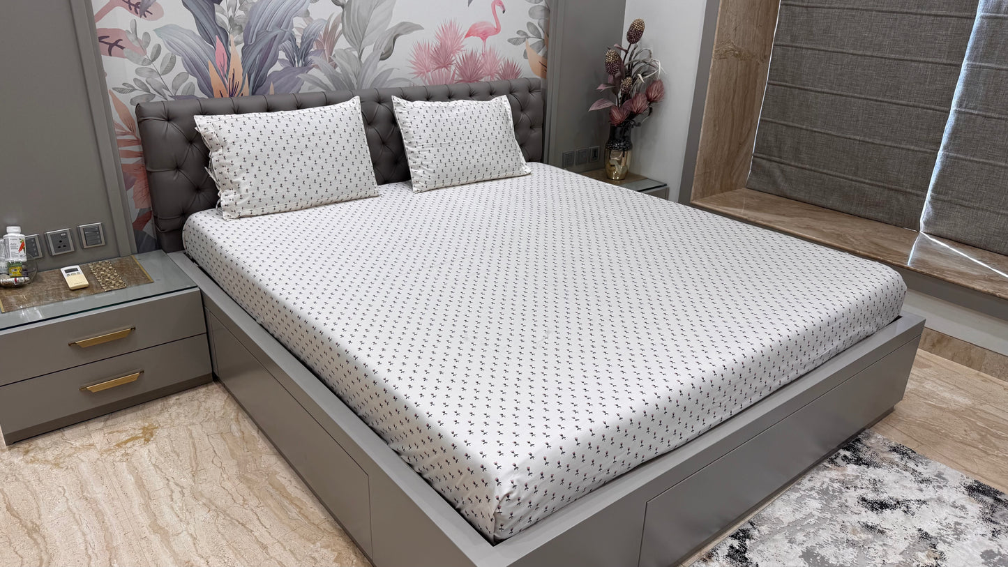 Super Fine Cotton Satin Small Floral Print Bedsheet