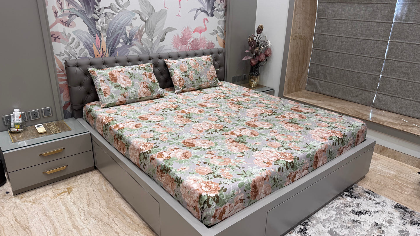 Pure Breathable Cotton Floral Print Bedsheet