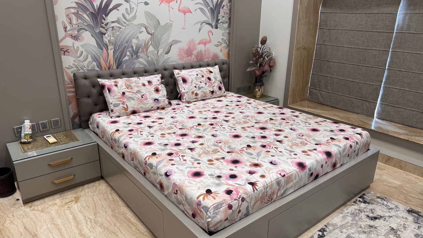 Pure Cotton High Thread Count Painting Style Bedsheet