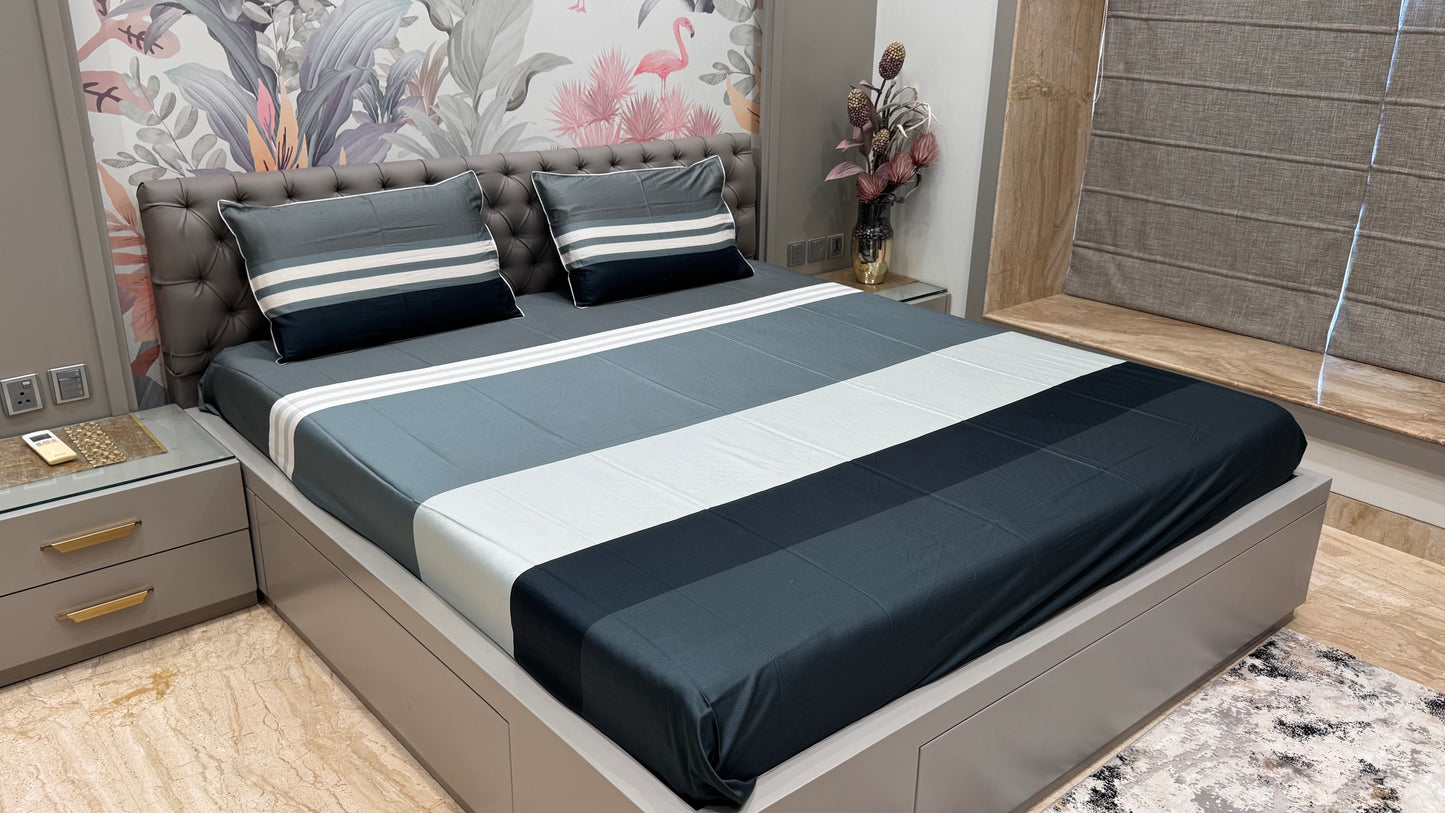 Pure Cotton Prited Stripe Bedsheet