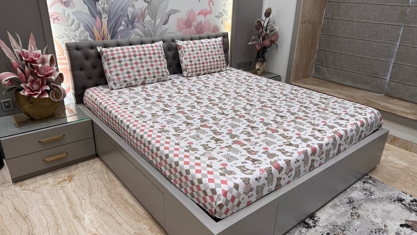 Imported Baby Print Soft Teddy Bear Print Bedsheet