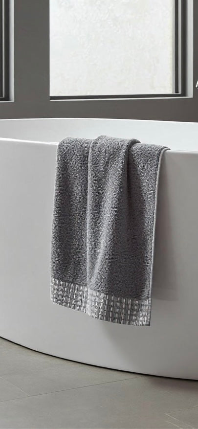 Imported Solid Colour With Check border Towel (Pack of 2)