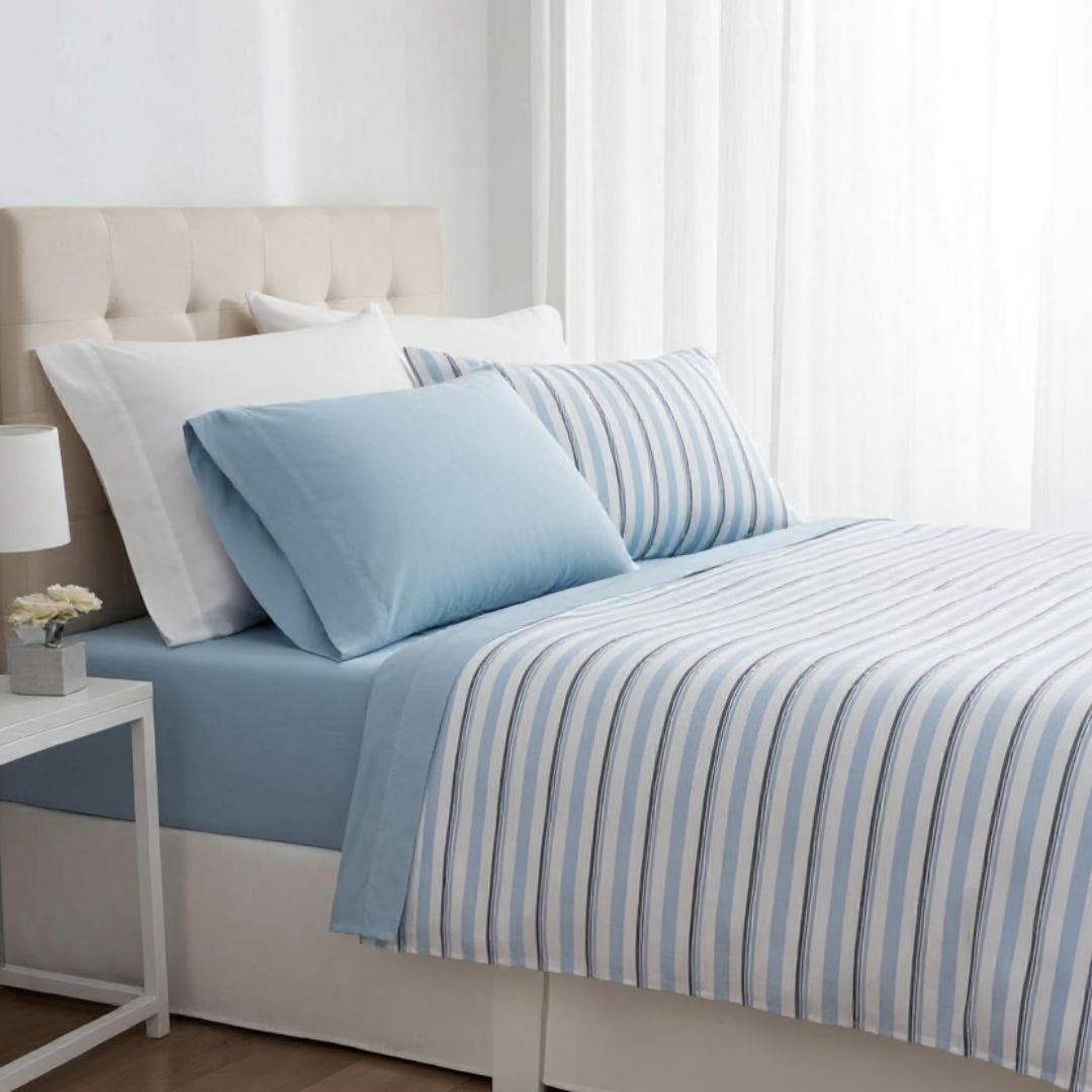 Soft Comfortable Striped AC Dohar- Light Blue colour