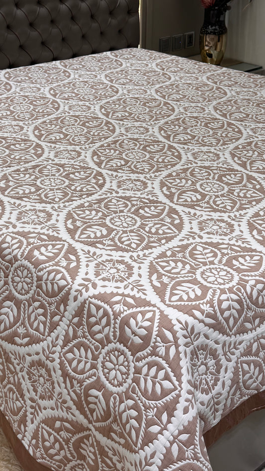 Brown Abstract Jacquard Pure Cotton Only Bedcover