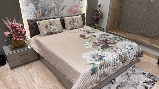 Sober Elegant Brown Digital Bedcover