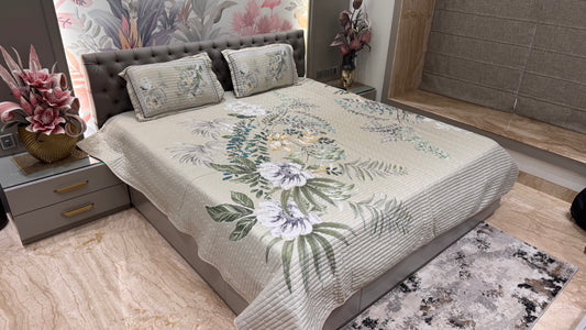 Elegant Sober Floral Digital Bedcover