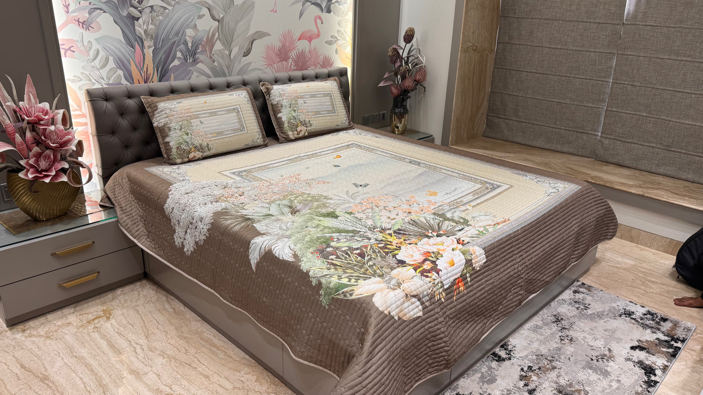 Beautiful Floral Frame Digital Bedcover