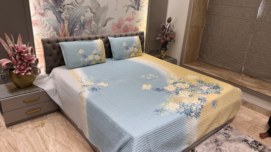 Shaded Floral Print Digital Bedcover