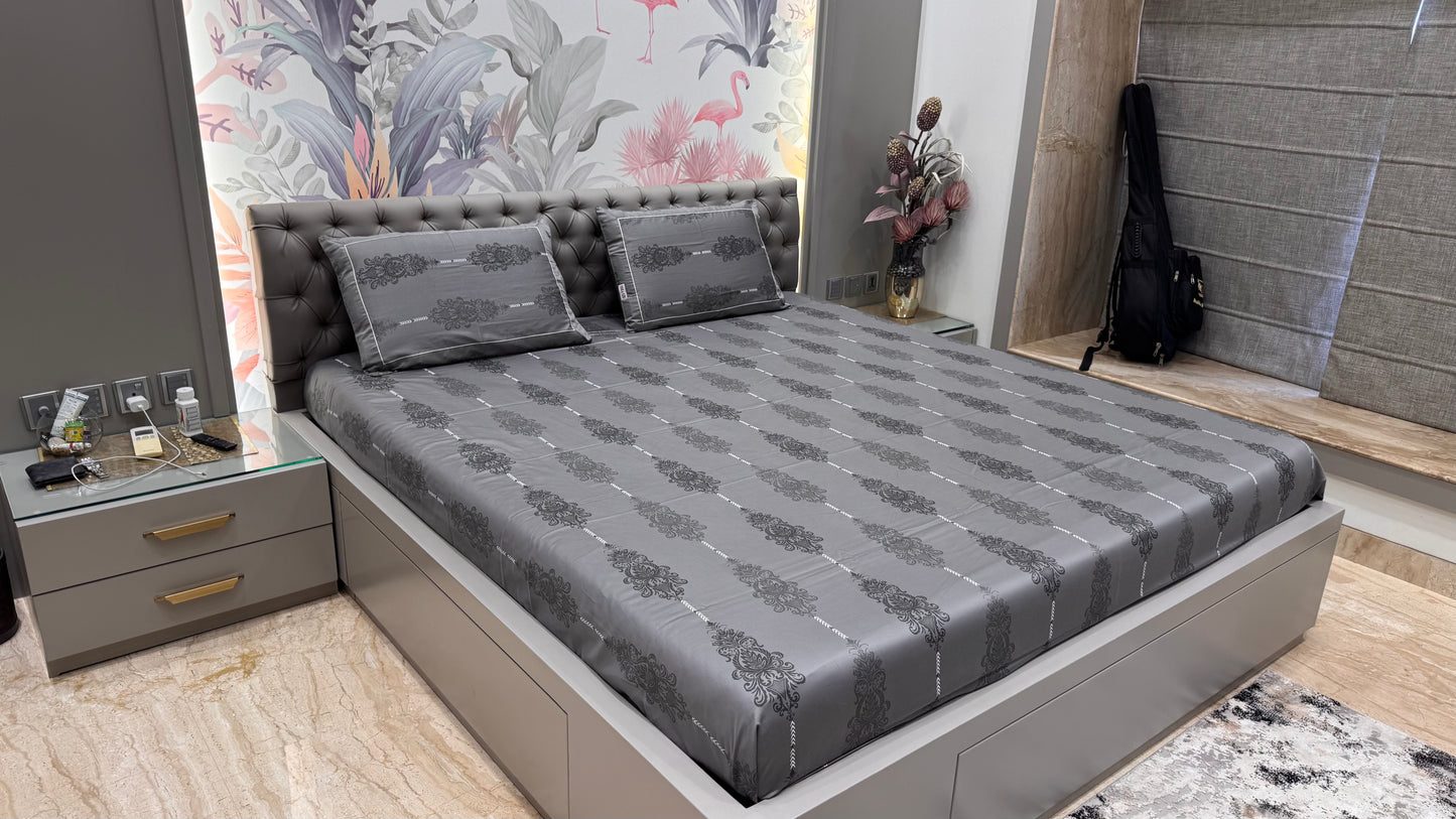 Premium Pure Cotton Grey Colour High Durability Bedsheet
