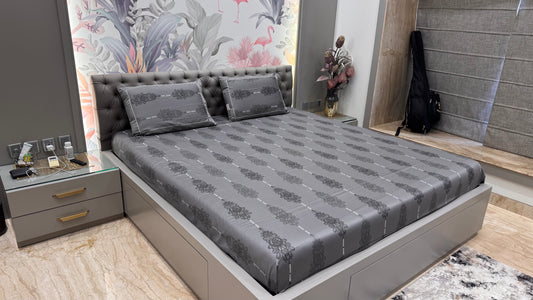 Premium Pure Cotton Grey Colour High Durability Bedsheet