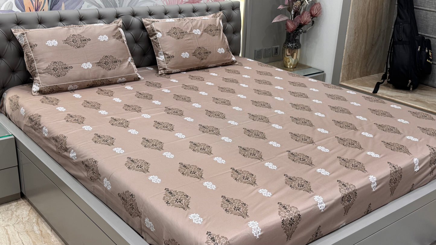 100% Pure Deluxe Cotton Bedsheet- Brown Colour
