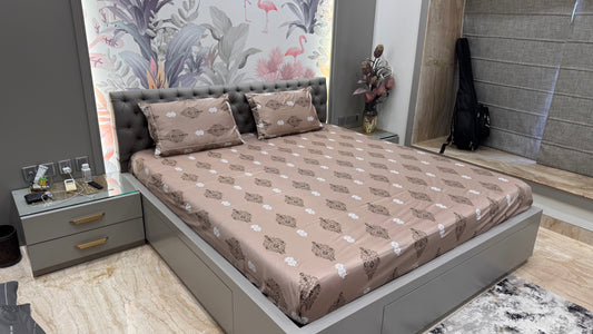 100% Pure Deluxe Cotton Bedsheet- Brown Colour