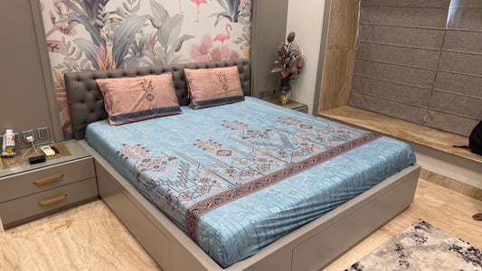 Pure Cotton Floral Digital Print Bedsheet