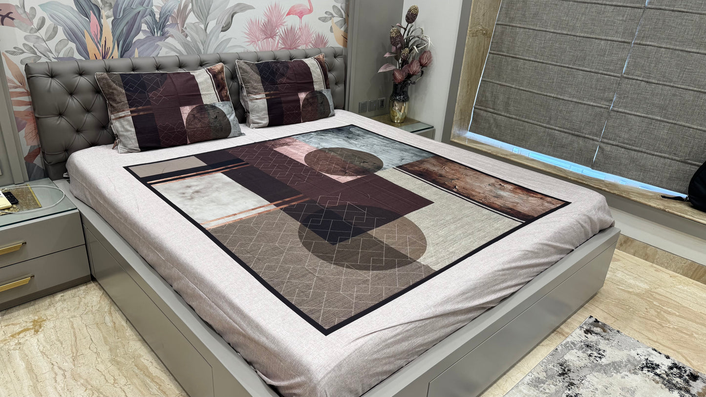 Pure Cotton Abstract Print Digital Bedsheet