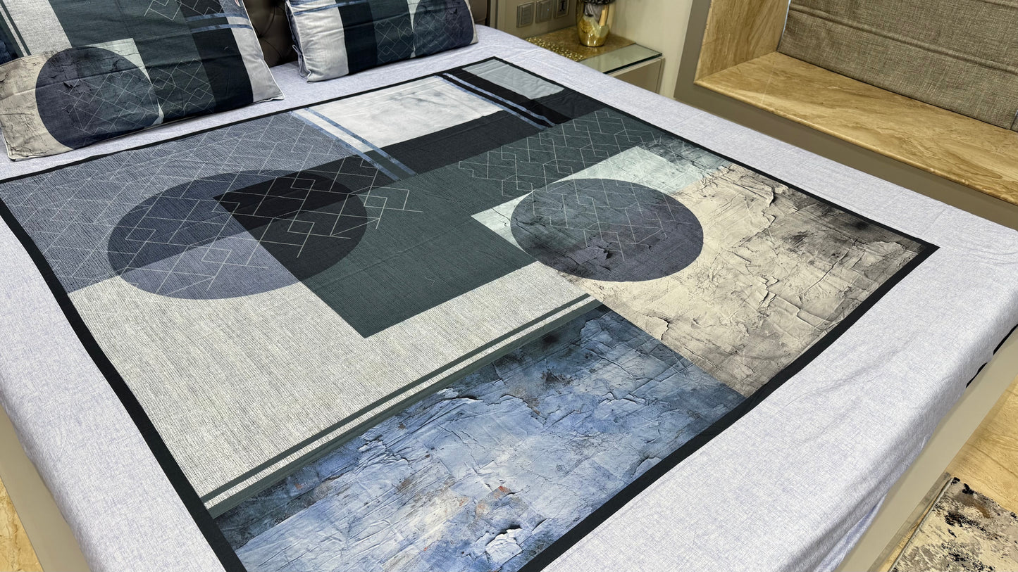 Pure Cotton Abstract Print Digital Bedsheet