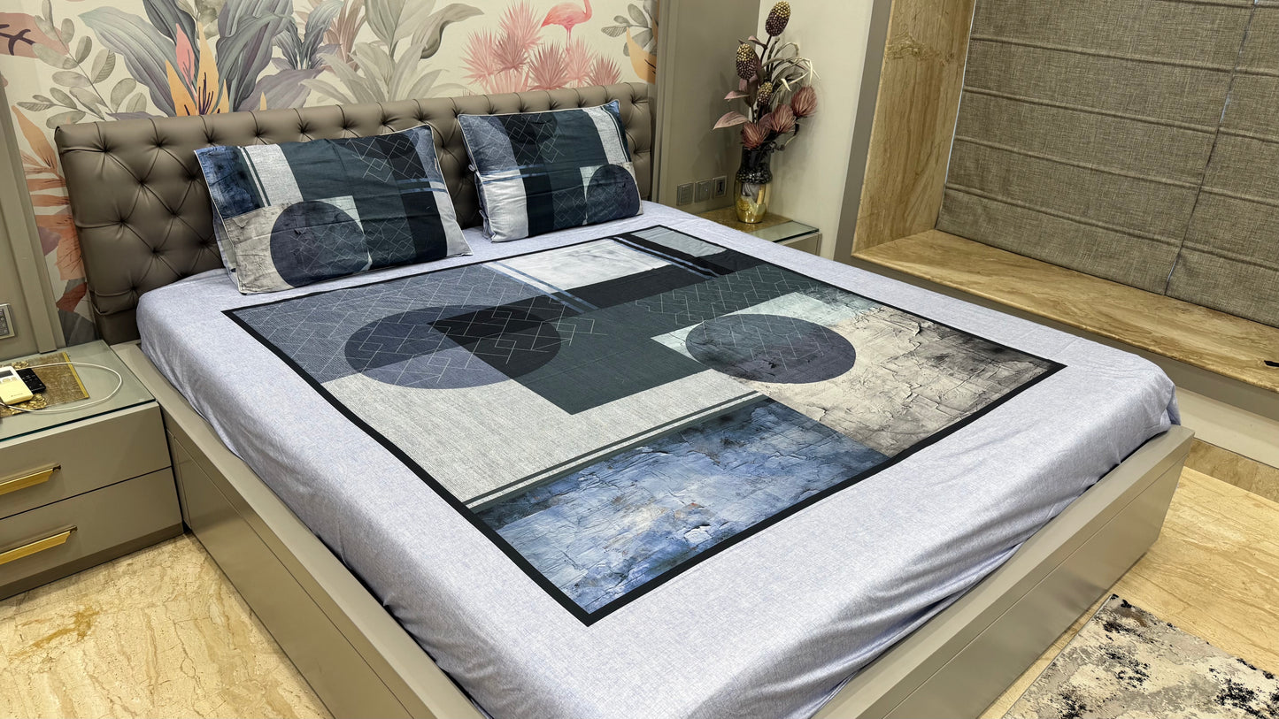 Pure Cotton Abstract Print Digital Bedsheet