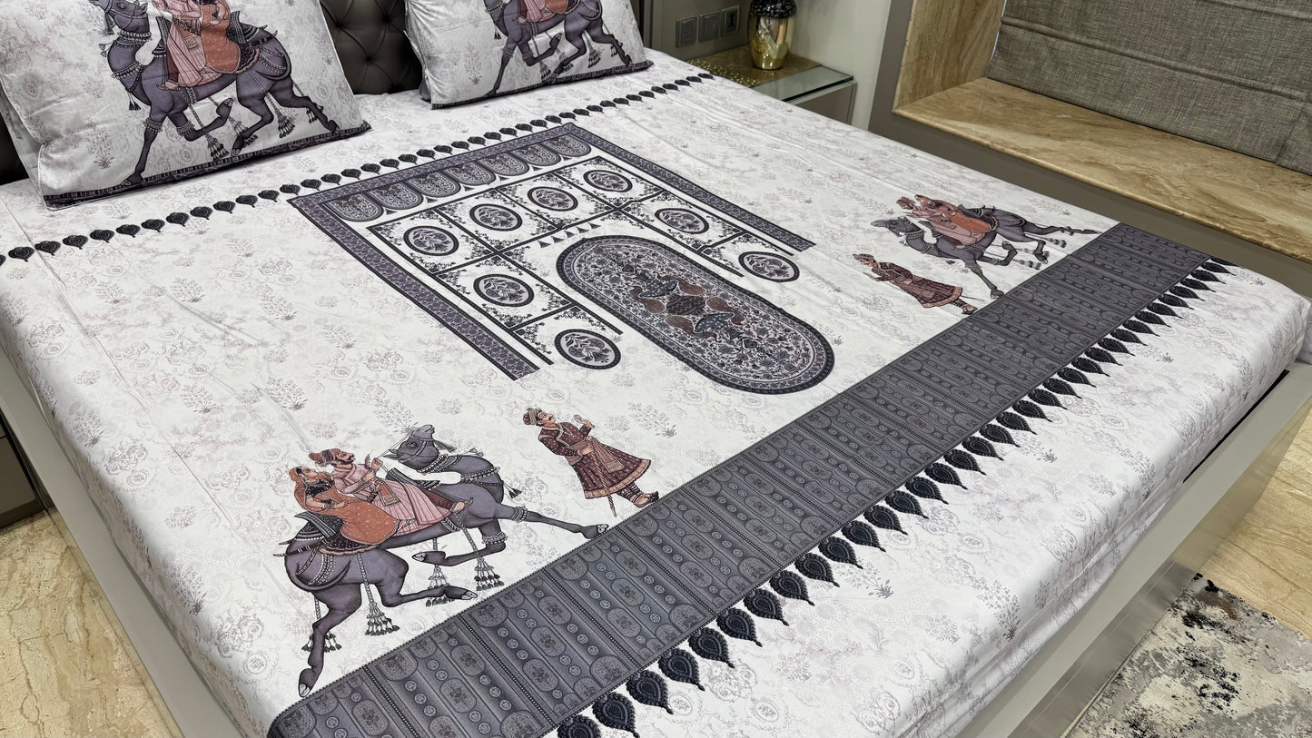 Pure Cotton Camel Digital Print Bedsheet