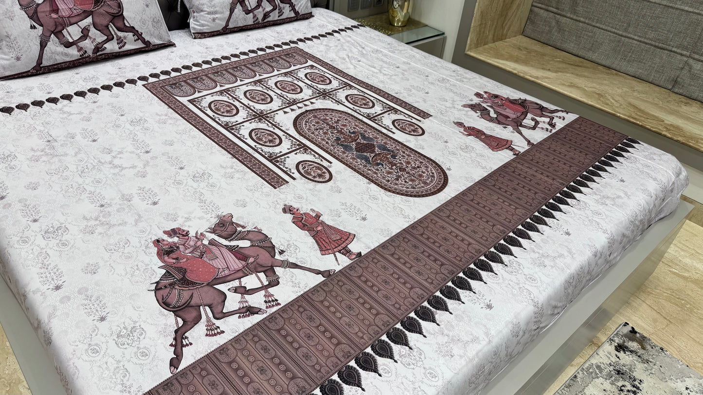 Pure Cotton Camel Digital Print Bedsheet