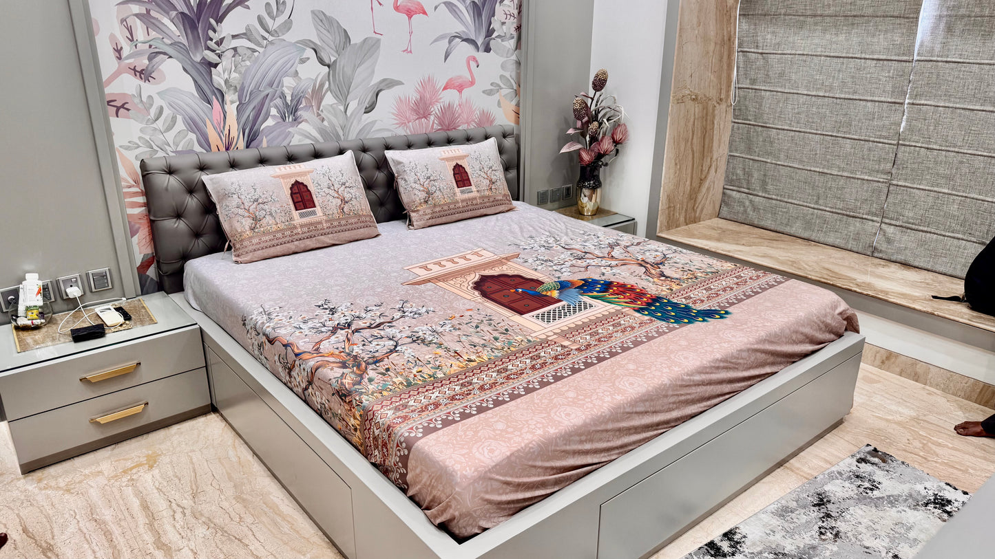 Pure Cotton Peacock Digital Print Bedsheet