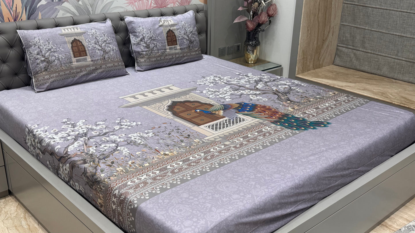 Pure Cotton Peacock Digital Print Bedsheet