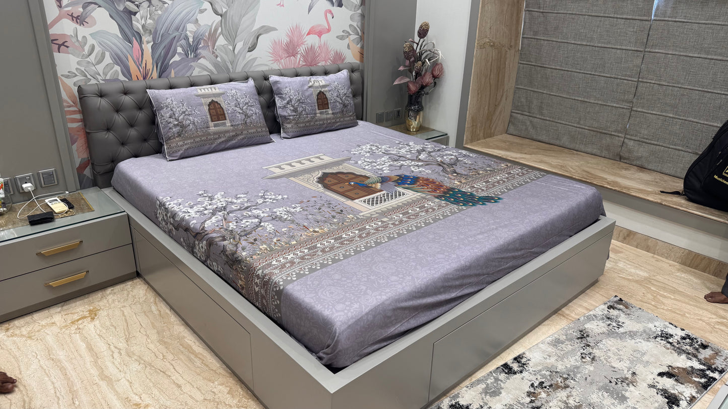 Pure Cotton Peacock Digital Print Bedsheet