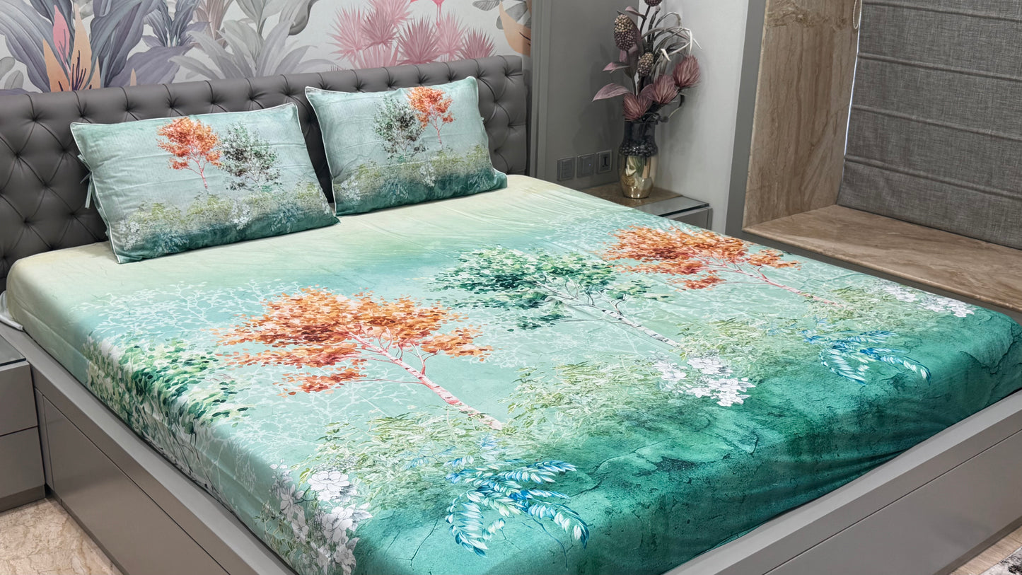 Pure Cotton Floral Digital Print Bedsheet