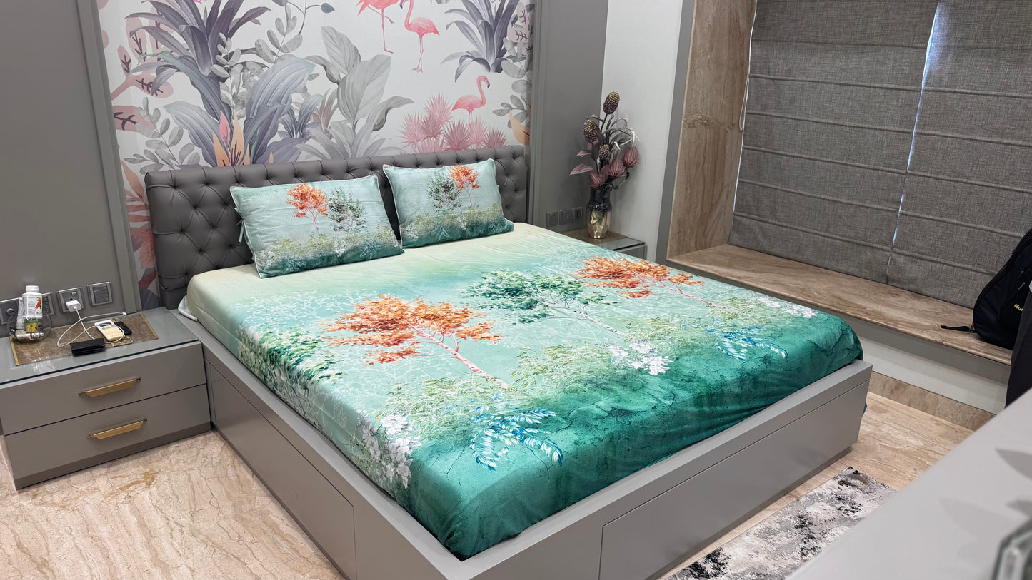 Pure Cotton Floral Digital Print Bedsheet