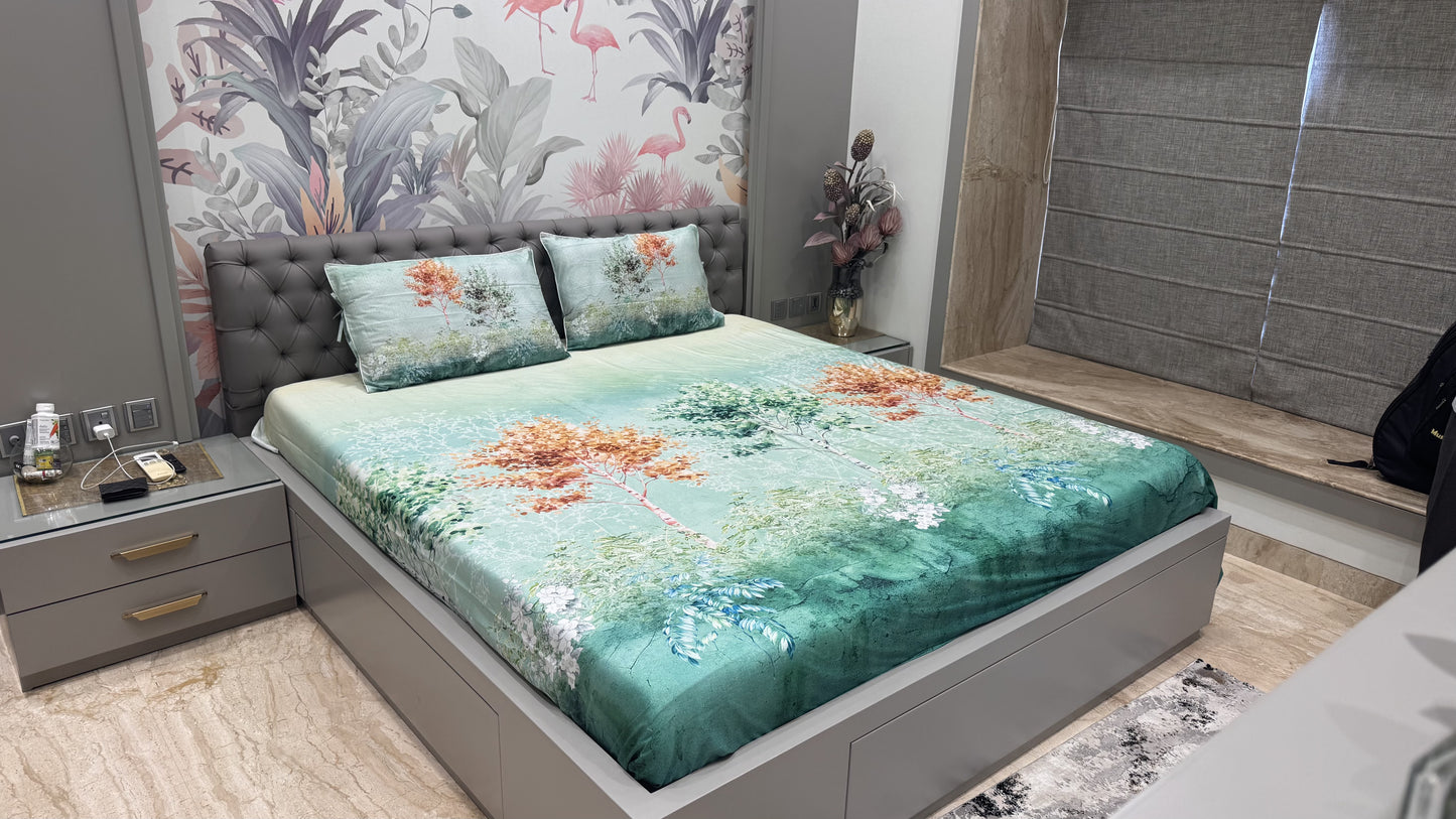 Pure Cotton Floral Digital Print Bedsheet