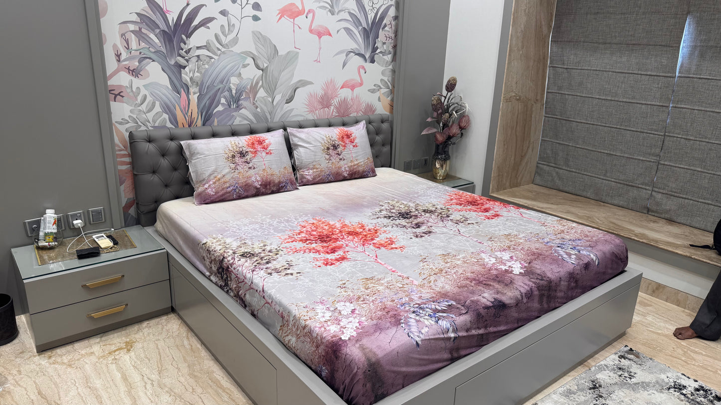Pure Cotton Floral Digital Print Bedsheet