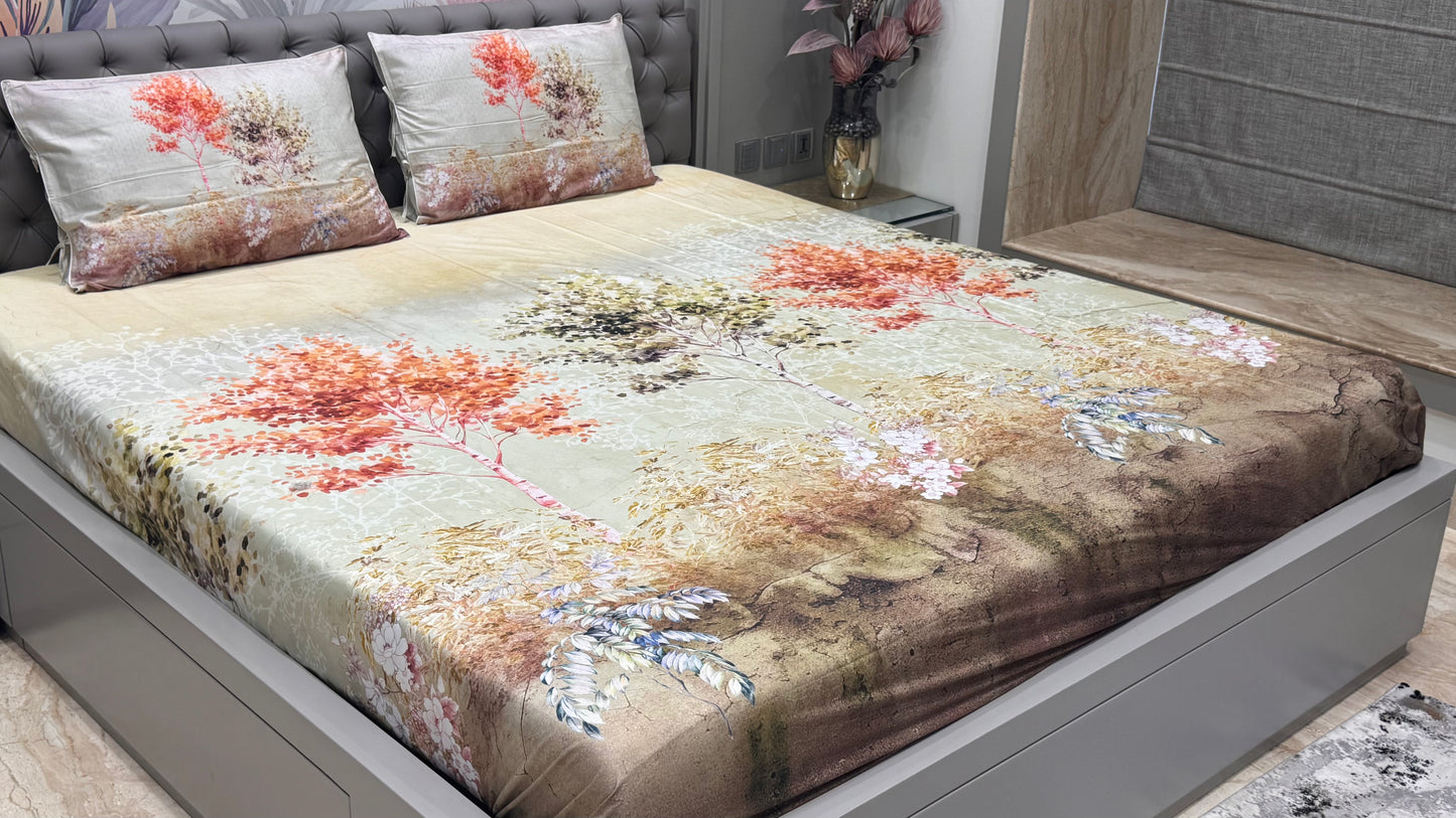 Pure Cotton Floral Digital Print Bedsheet