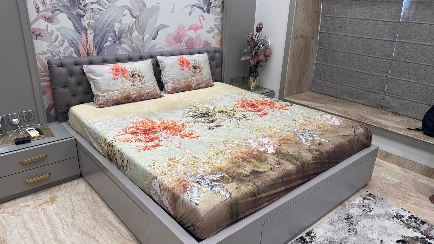 Pure Cotton Floral Digital Print Bedsheet