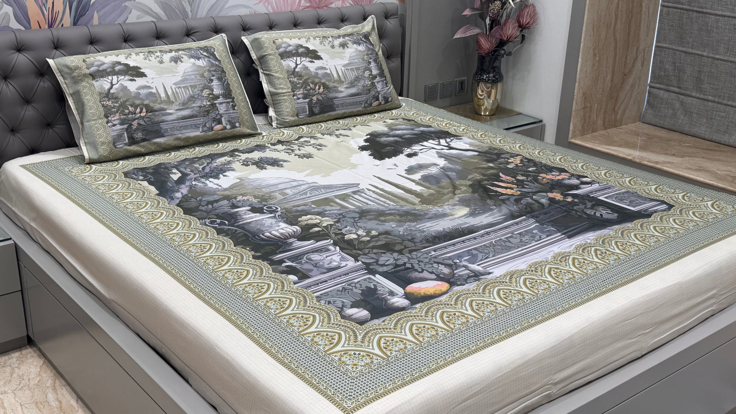 Pure Cotton Scenery Print Digital Bedsheet