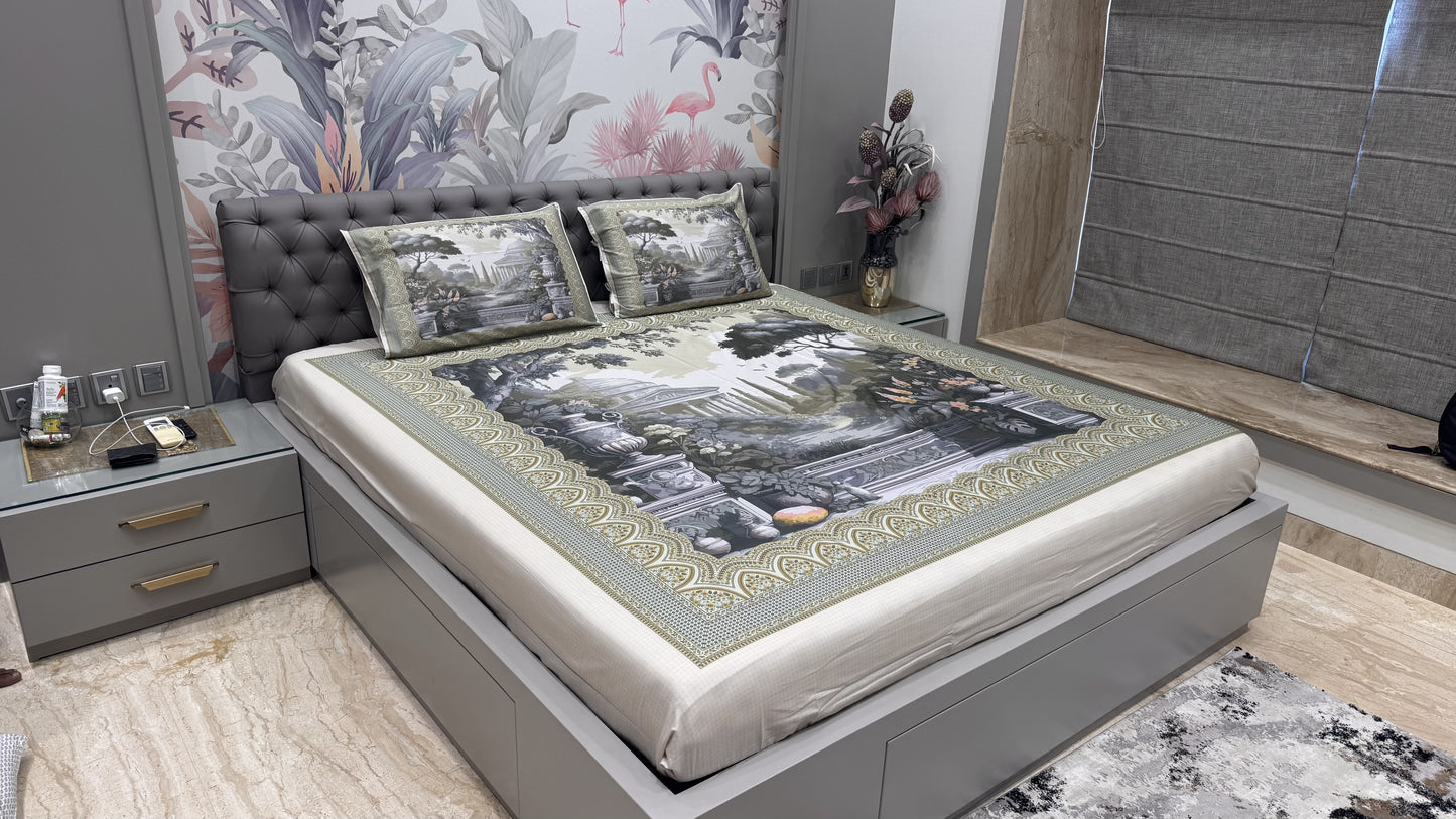 Pure Cotton Scenery Print Digital Bedsheet