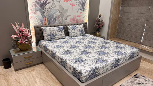 Pure Cotton Floral Print King Size Bedsheet
