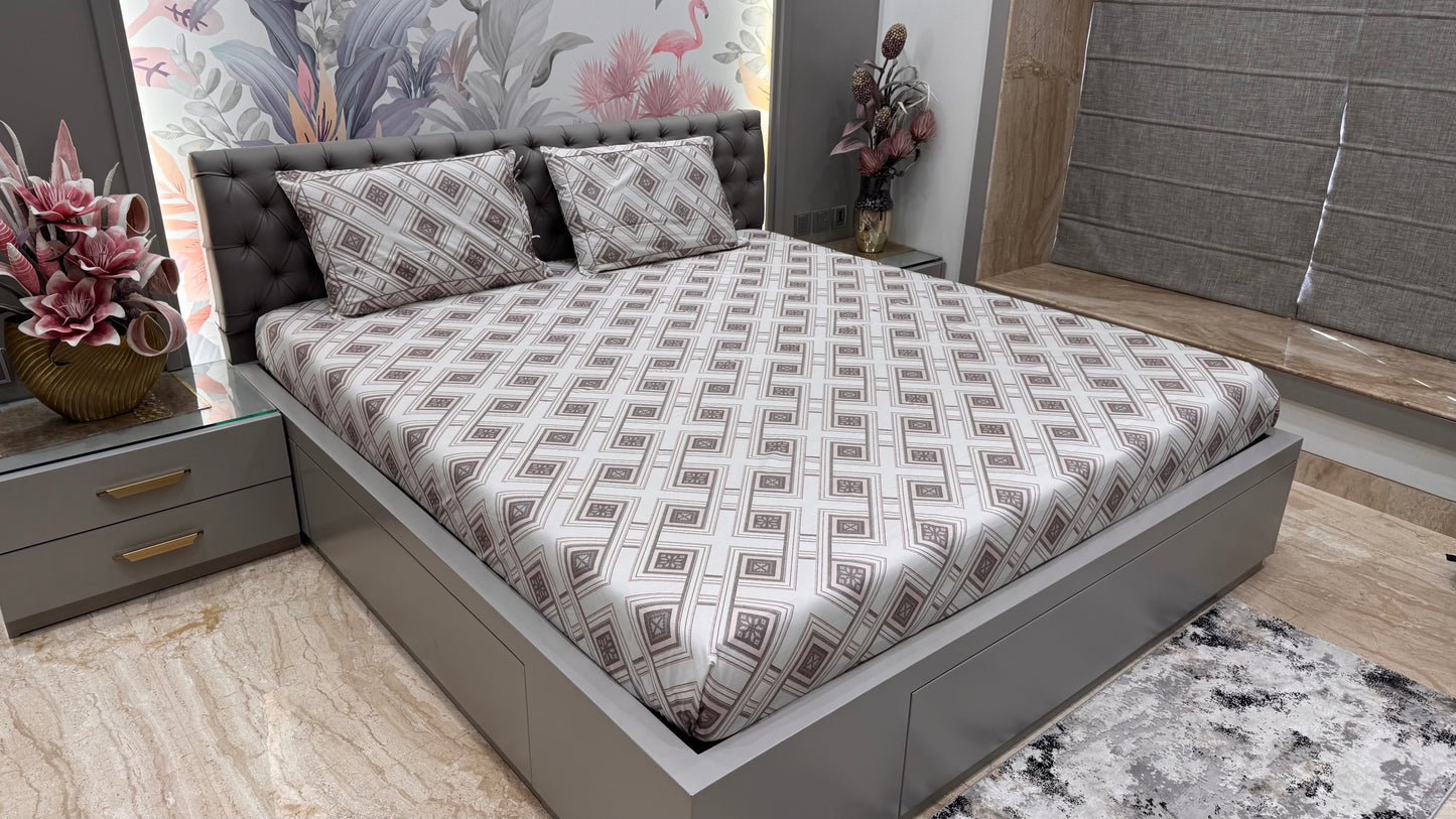 Pure Cotton Geomertical Print KIng Size Bedsheet