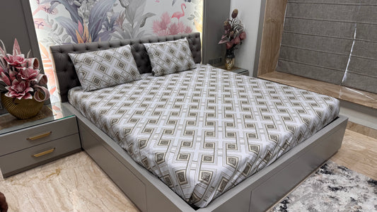 Pure Cotton Geomertical Print KIng Size Bedsheet