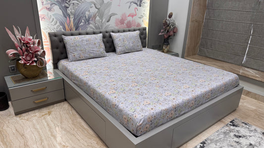 Pure Cotton King Size Floral Print Bedsheet