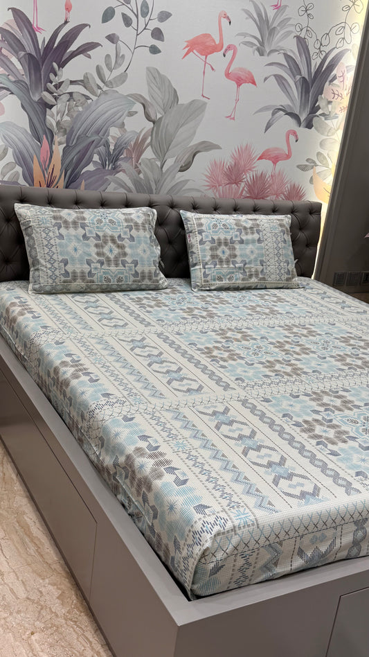 Pure Cotton Geometrical Print Bedsheet