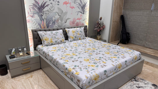 Imported Pure Cotton Floral Print Bedsheet