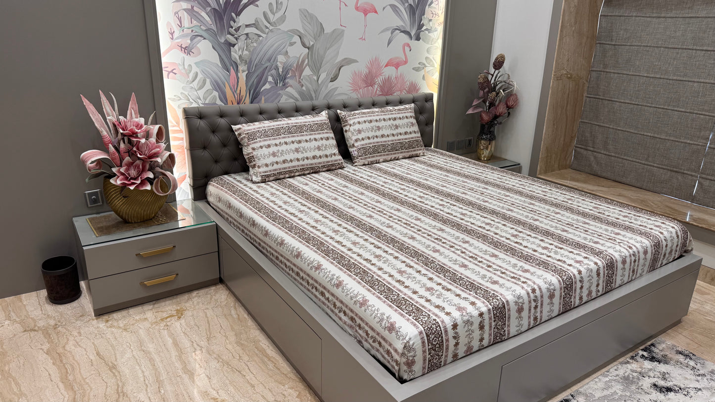 100% Soft Cotton Bedsheet-Brown Colour