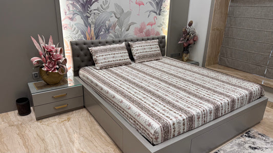 100% Soft Cotton Bedsheet-Brown Colour