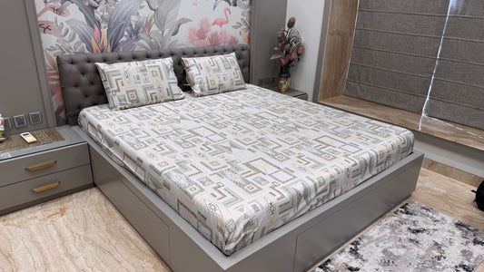 Fine Comfortable Geometrical Print Bedsheet- Yellow Colour