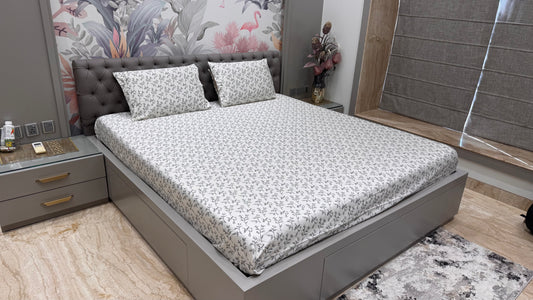 Pure Cotton Satin Mini Floral Print Bedsheet