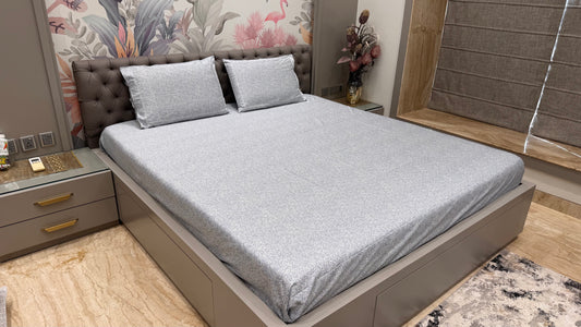 High Thread Count Export Quality Blue Colour Print Bedsheet