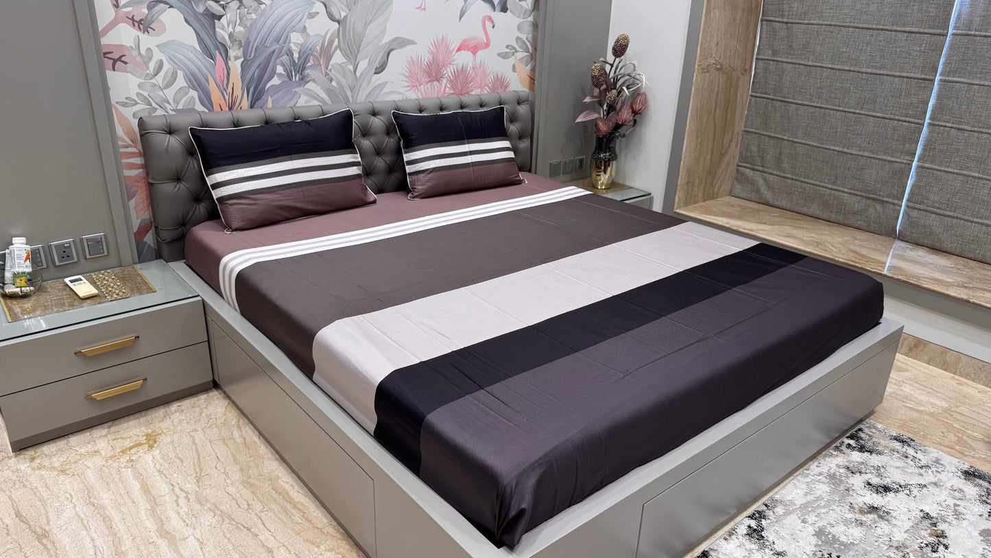 Pure Cotton Prited Stripe Bedsheet