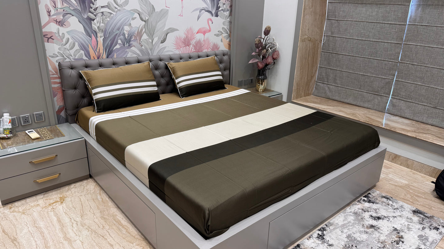 Pure Cotton Prited Stripe Bedsheet